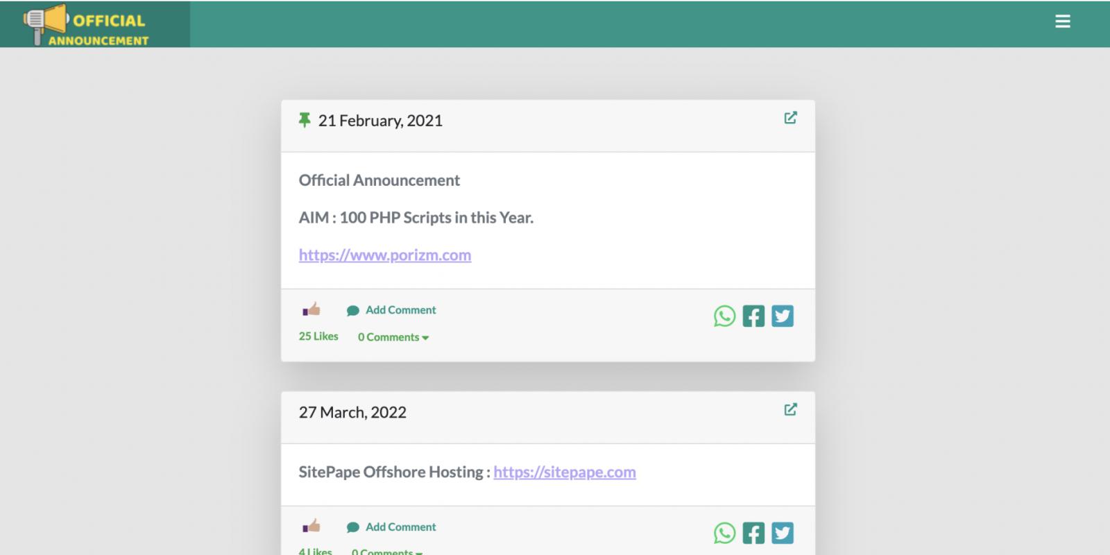 Official Announcement